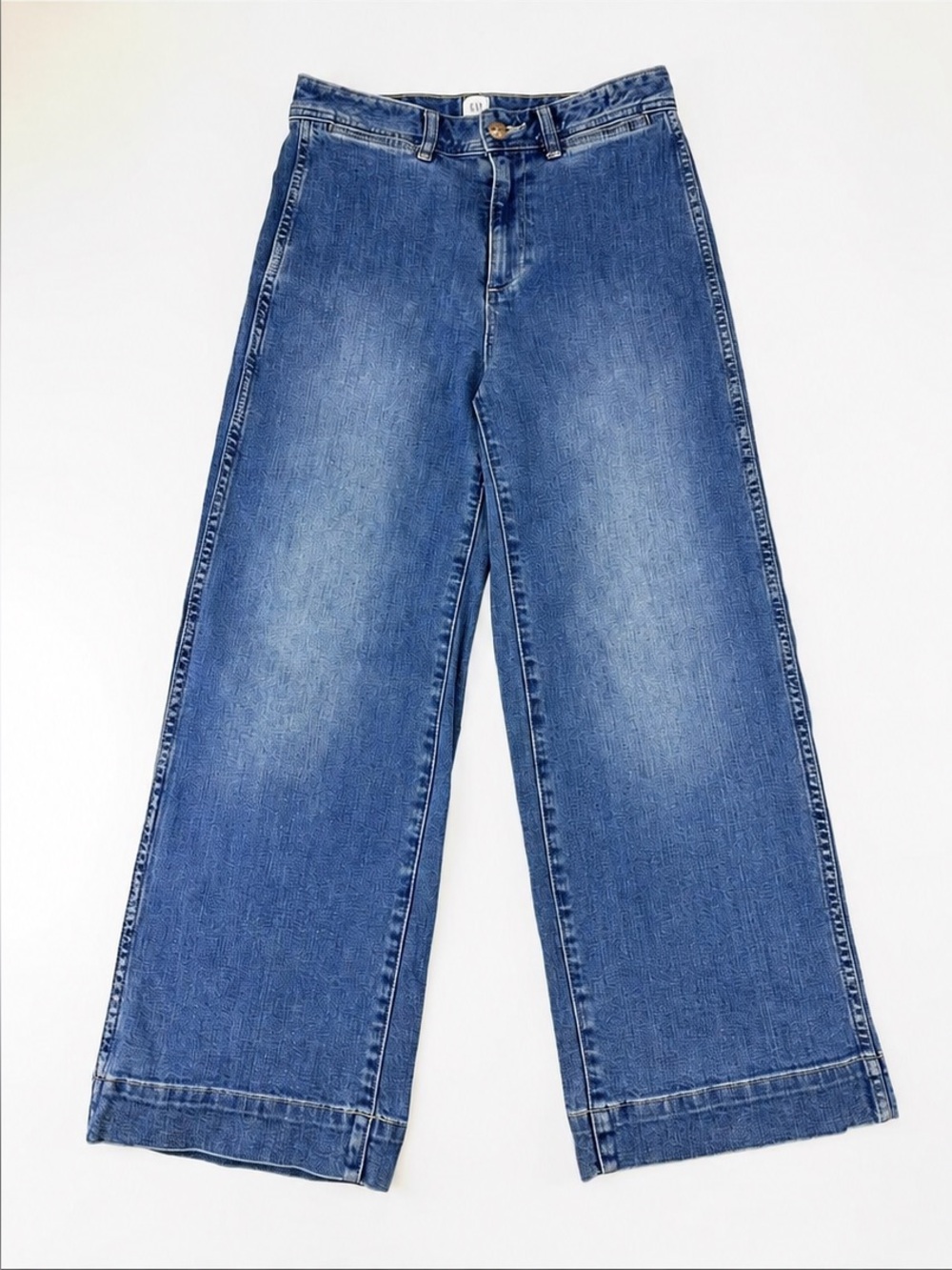 Gap High Rise Wide Leg Crop medium wash Jeans Size 4 27in Inseam 26in Casual
